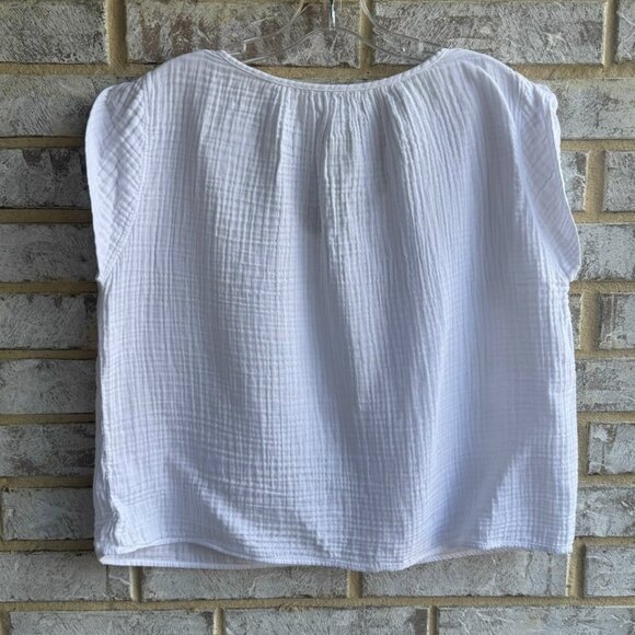 Velvet by Graham & Spencer V-Neck Short Sleeve White Gauze T-Shirt Size M - Picture 2 of 7